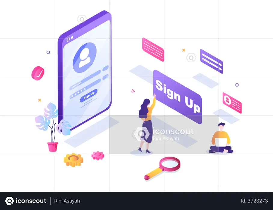 Sign Up Login  Illustration