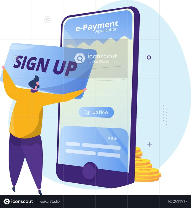 Sign up or registration to e-payment application  Illustration