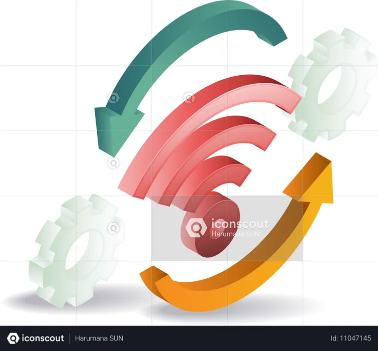 Rotation du réseau de signaux Wifi  Illustration