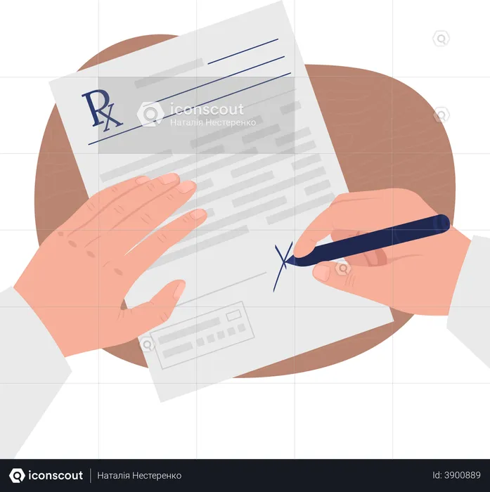 Signature on business document  Illustration