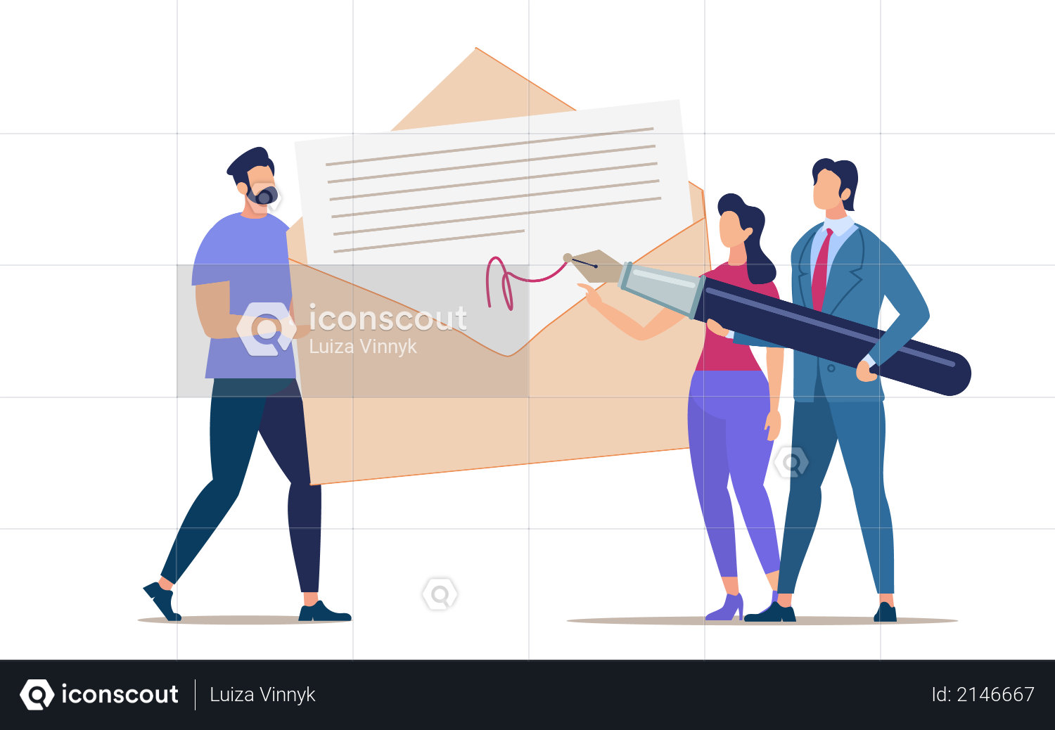 Signing and Mailing Document Illustration