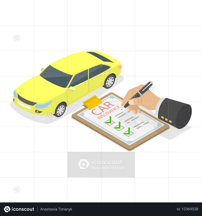 Signing car insurance  Illustration