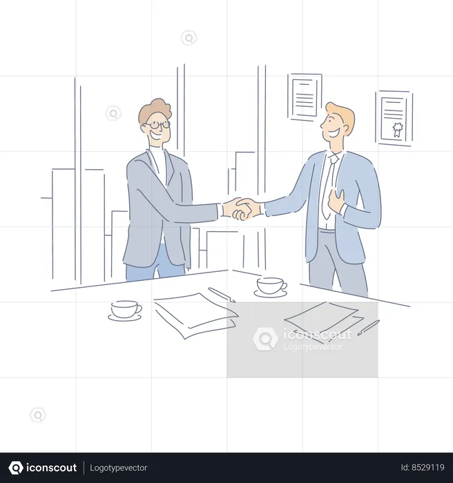 Signing Employment Papers And Contract  Illustration