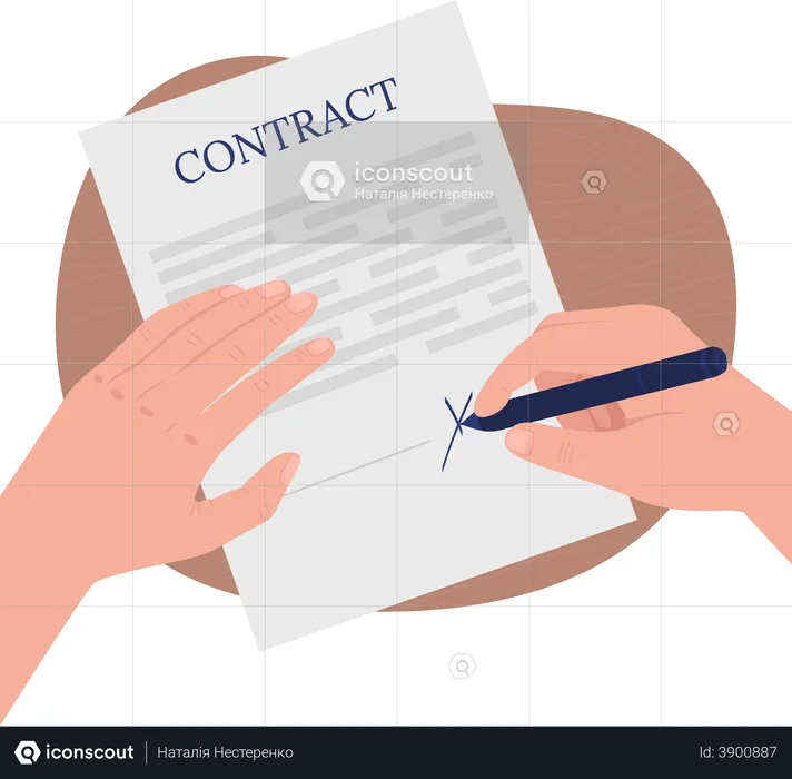 Signing legal contract documents  Illustration