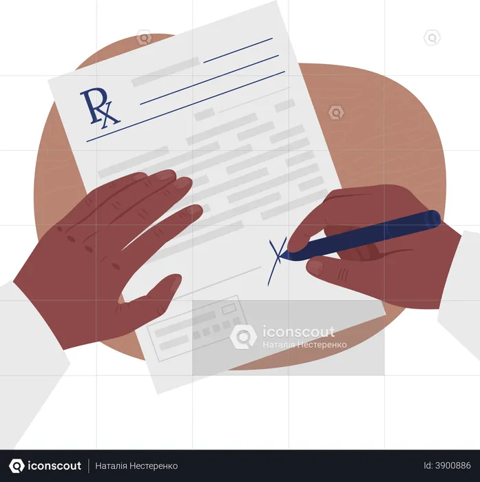 Signing on business deal document  Illustration