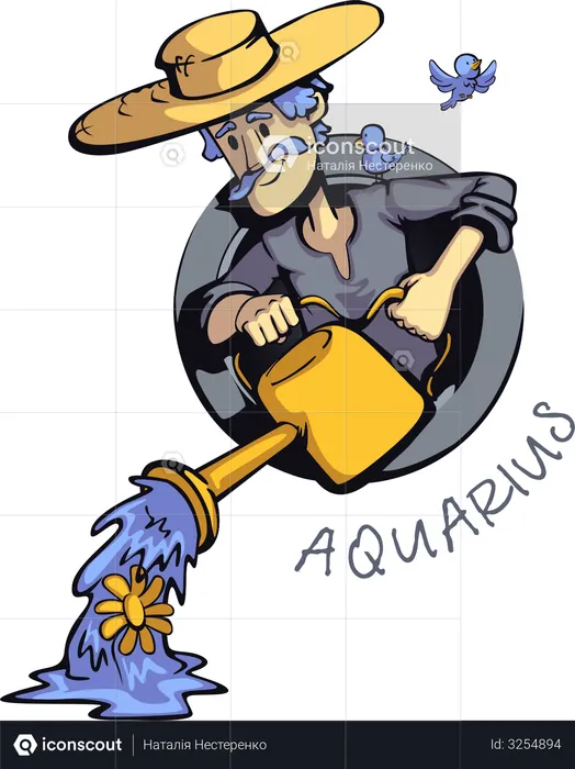 Signo zodiacal acuario  Ilustración