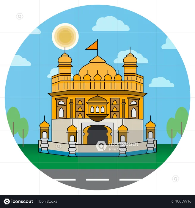 Temple Sikh Gurdwara Golder à Amritsar, Inde  Illustration