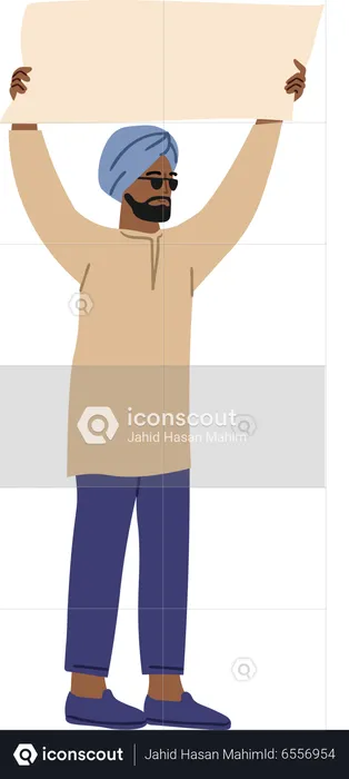 Homme sikh manifestant  Illustration