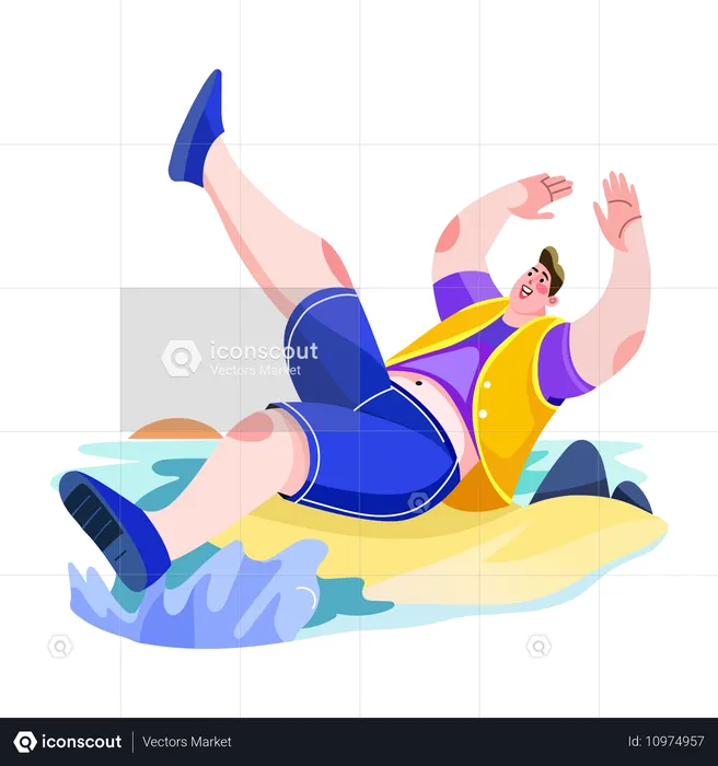 Silly man falling on ground  Illustration