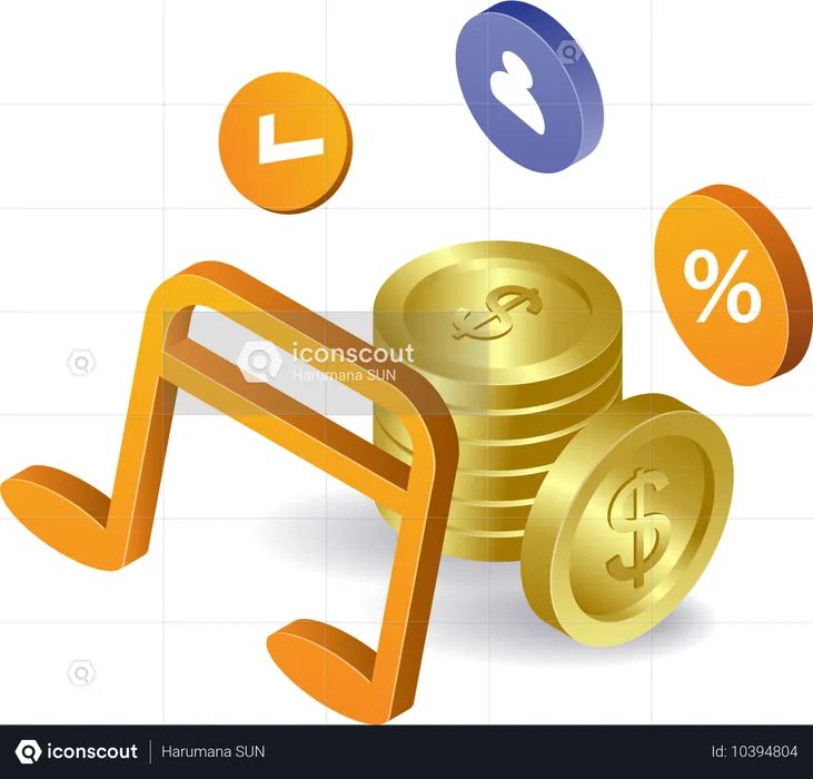 Símbolo de tom com moedas isométricas  Ilustração