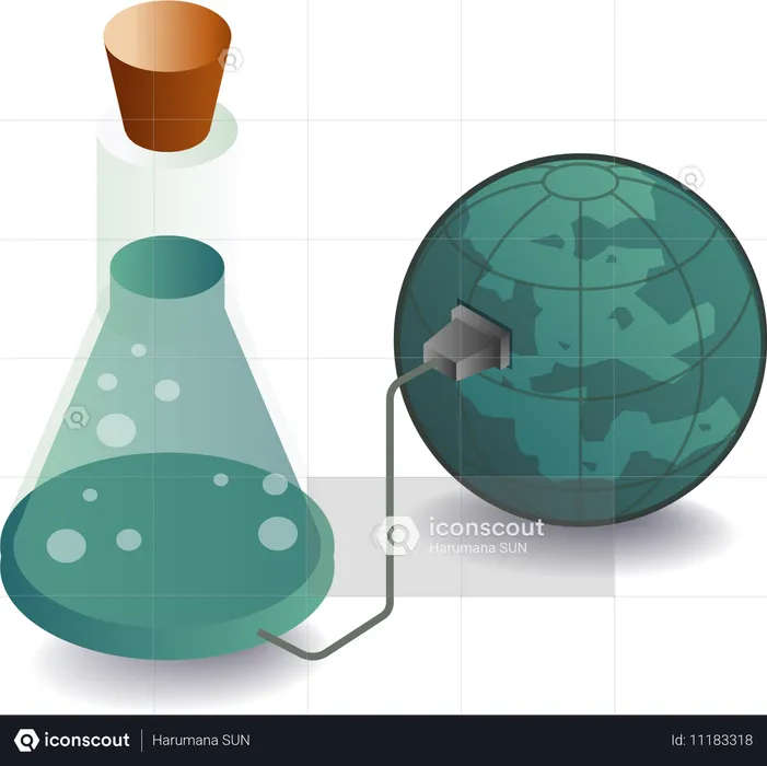 Símbolo experimental de botella con tierra  Ilustración