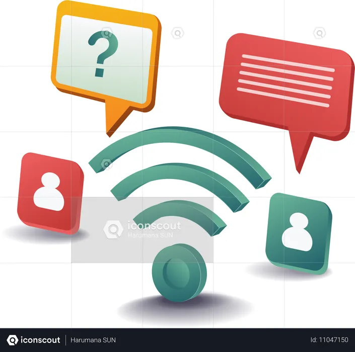 Sinal de wifi com conversação online  Ilustração