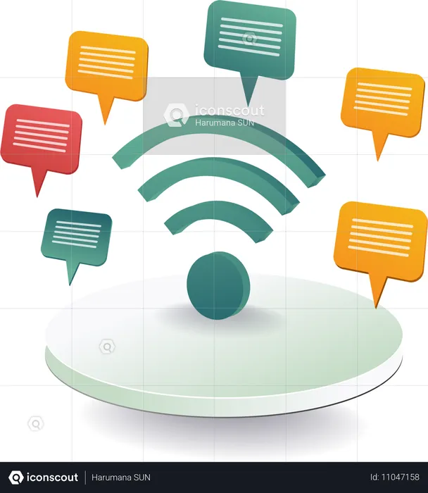 Sinal de Wi-Fi para tecnologia de conversação online  Ilustração