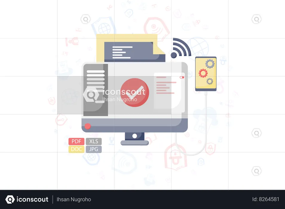 Sincronizar datos de celular y laptop  Ilustración