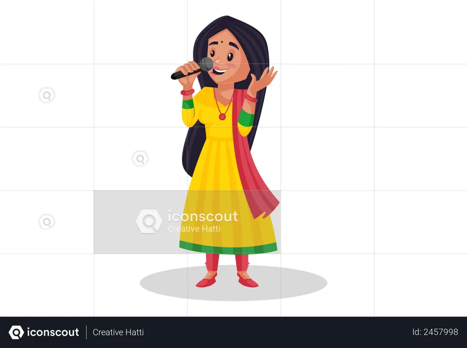 Singer signging on mic  Illustration