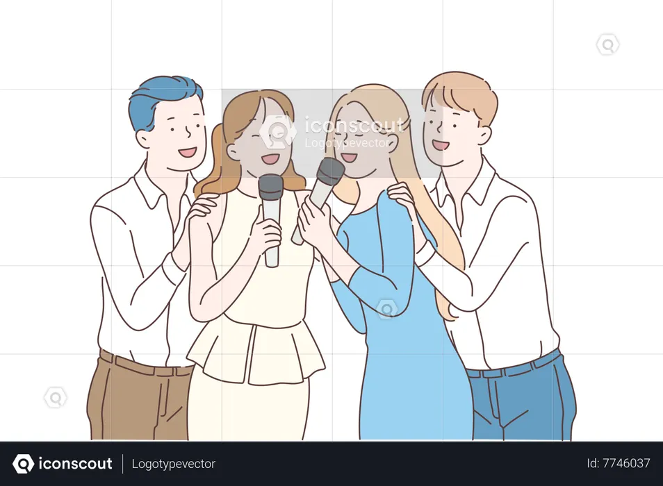 Singing group singing song  Illustration