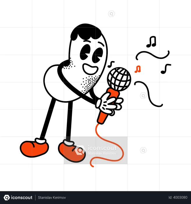 Singing in microphone  Illustration