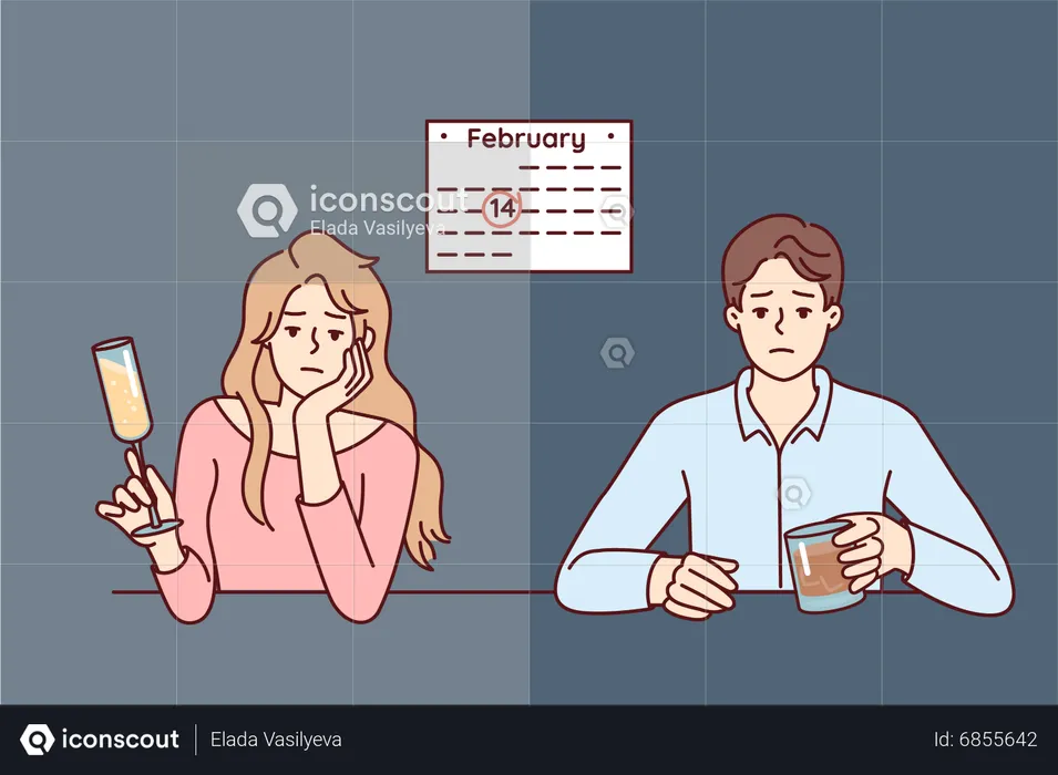 Single people on valentines day  Illustration