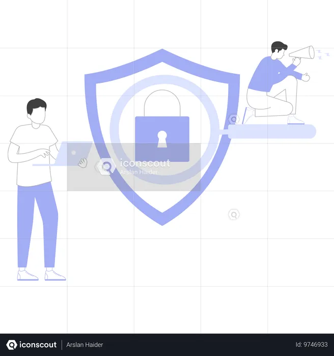 Sistema de defesa cibernética configurado pelo funcionário  Ilustração