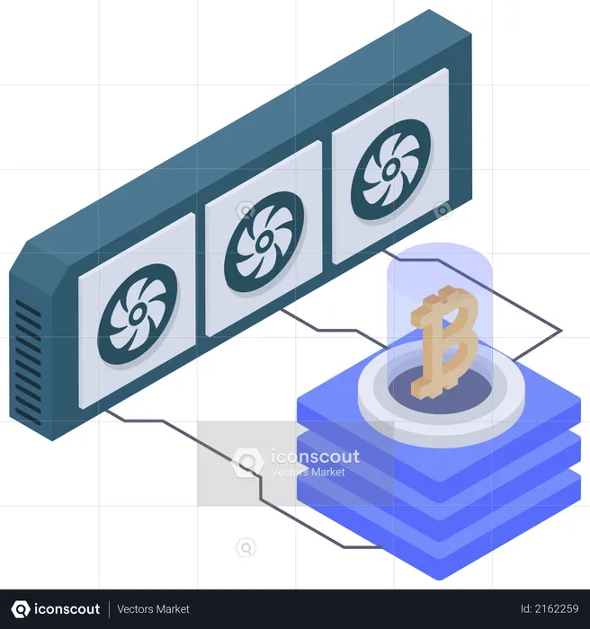 Sistema de enfriamiento del servidor bitcoin  Ilustración