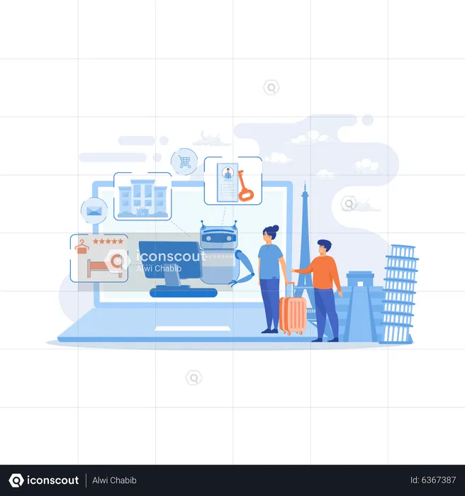 Sistema de reservas de hotéis on-line  Illustration