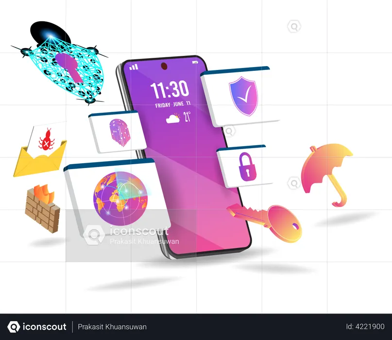 Sistema de segurança para smartphones  Ilustração