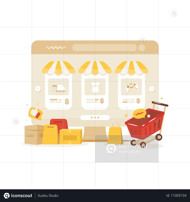 Site de compras on-line  Ilustração