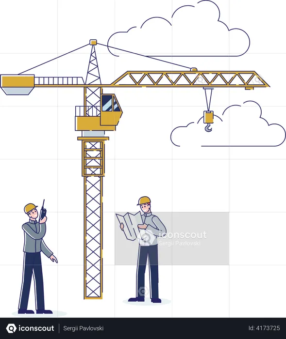 Site engineer coordinating at construction site  Illustration