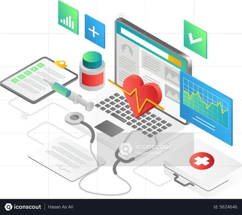 Sitio web de atención médica en línea  Ilustración