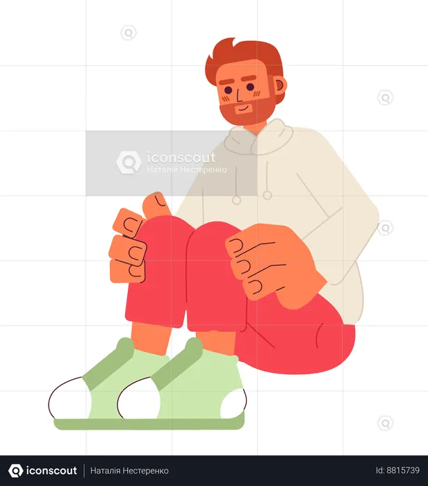 Sitting caucasian bearded man  Illustration