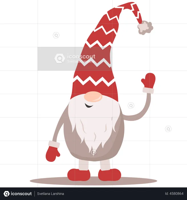 Skandinavische Weihnachtselfen winken mit der Hand  Illustration