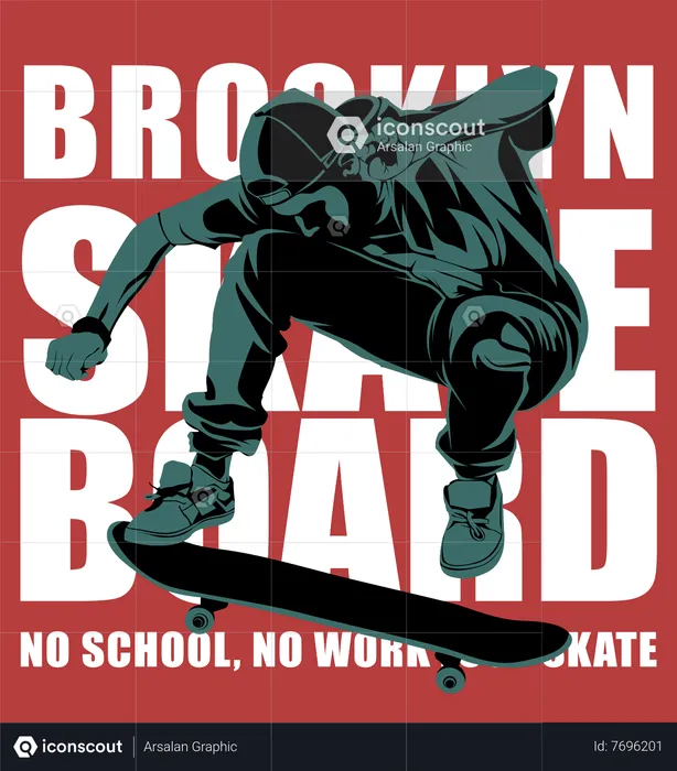 Skateboard No School No Work Just Skate  Illustration
