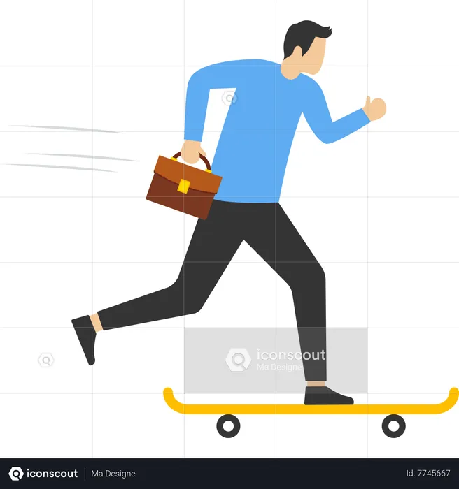 Skating businessman on skateboard  Illustration
