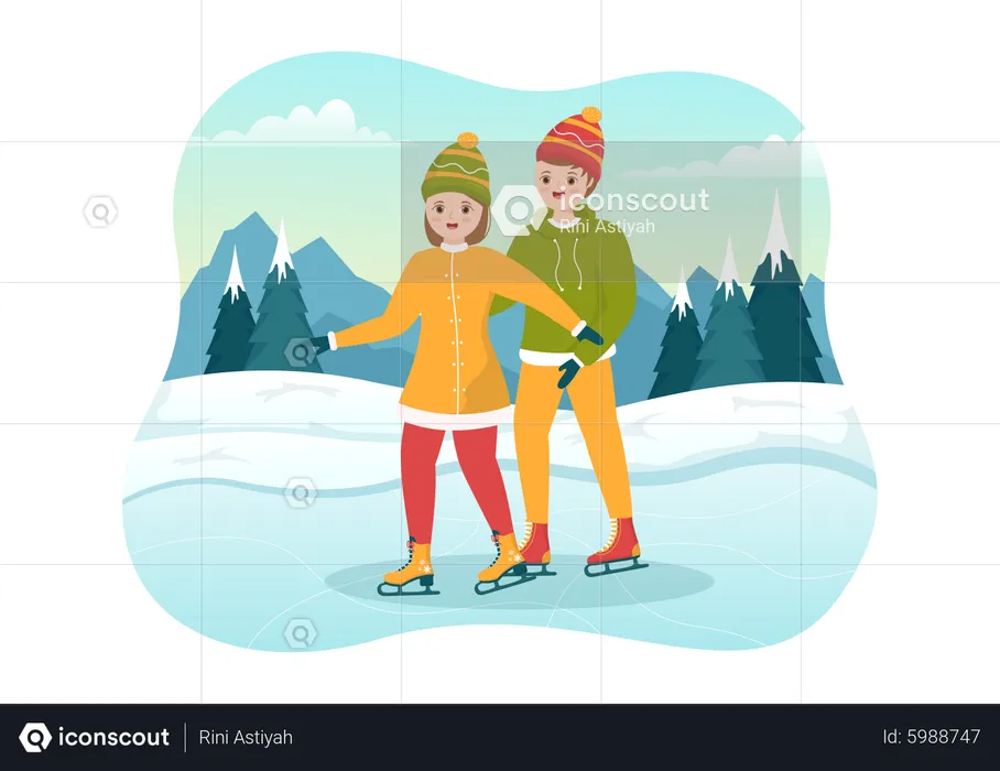 Skating on Ice  Illustration