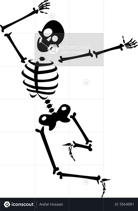 Skeleton Dancing In Halloween Party  Illustration