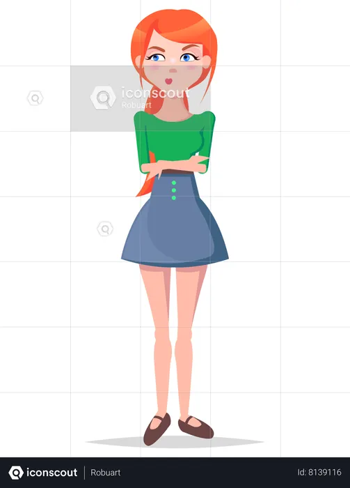 Skeptic Young Woman  Illustration