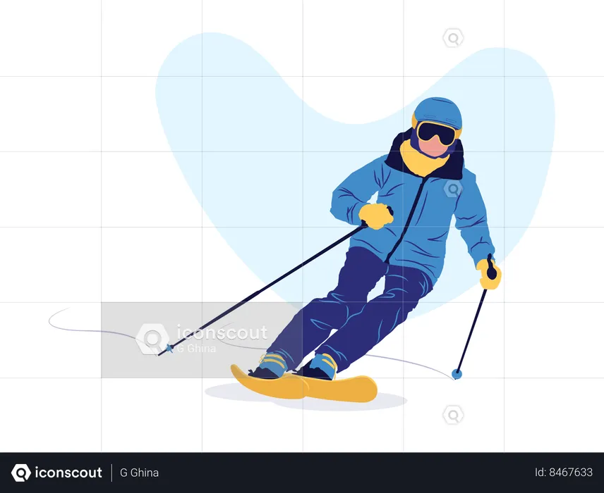 Homme appréciant le ski  Illustration