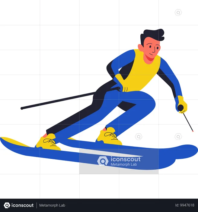 Skieur faisant demi-tour  Illustration