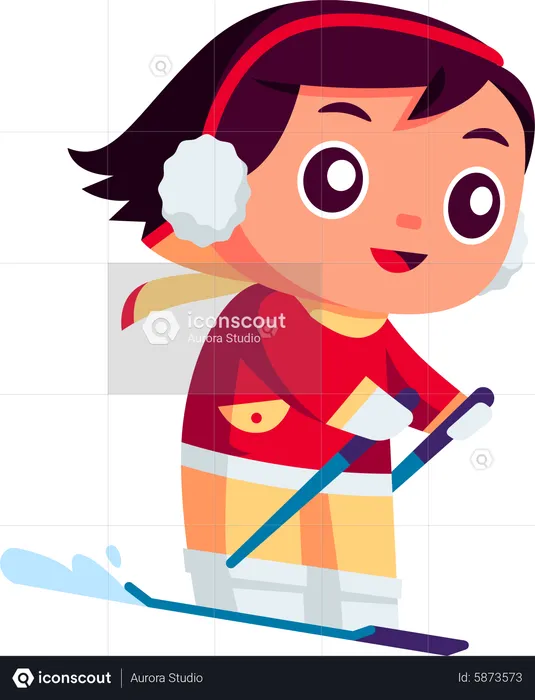 Skiing in Winter  Illustration