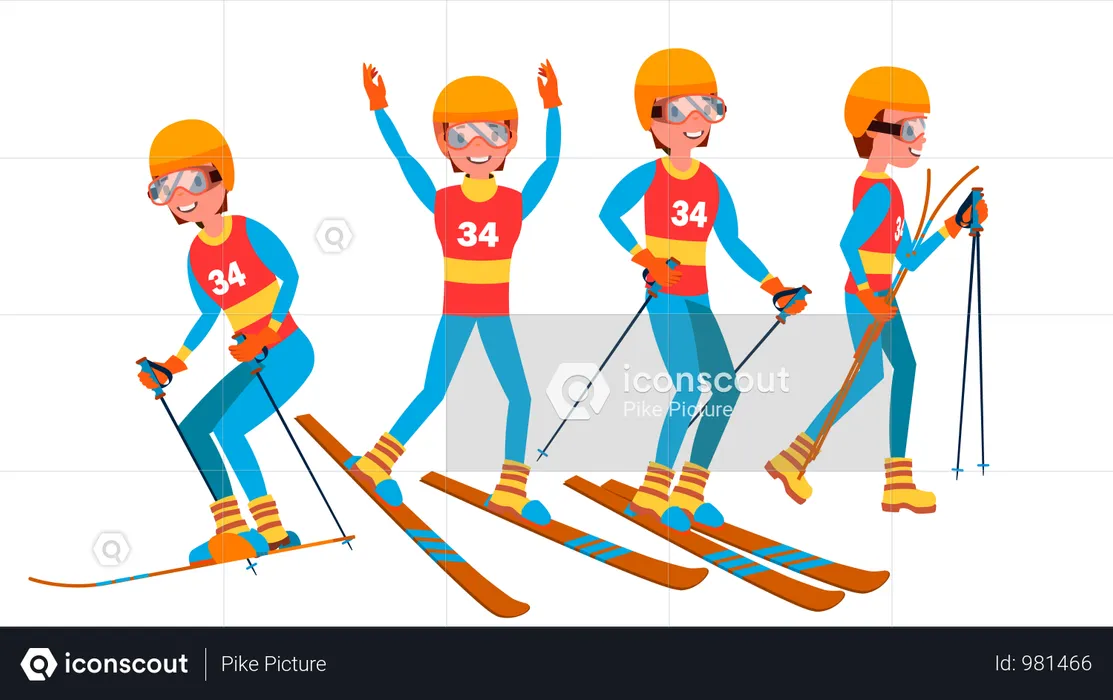 Skiing Male Player  Illustration
