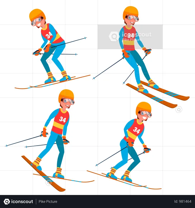 Skiing Player Male  Illustration