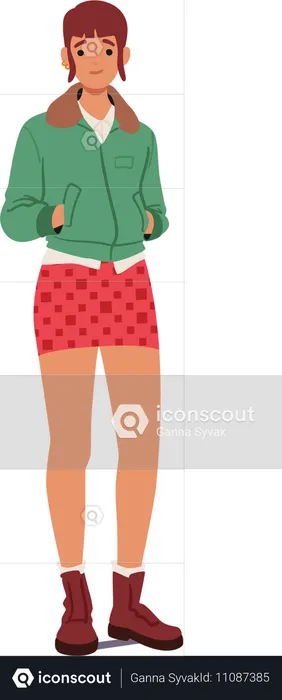 Skinhead female standing in pose  Illustration