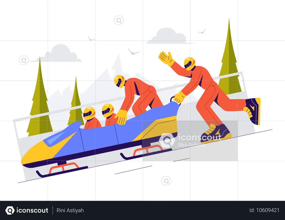 Sledding Race  Illustration