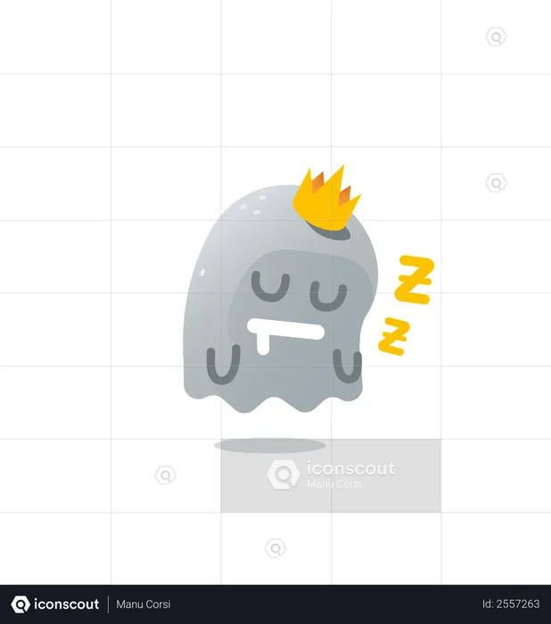 Sleeping Cute Ghost Emoji Illustration