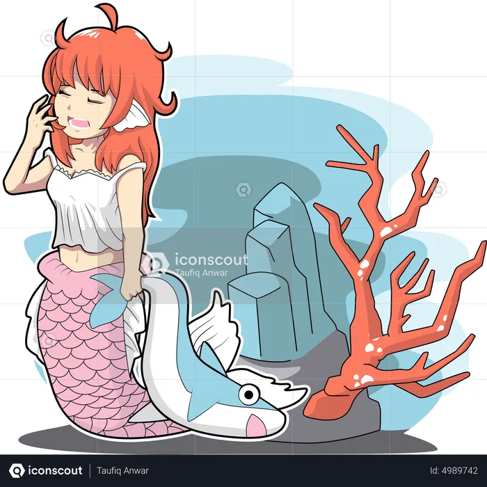 Sleepy Mermaid  Illustration