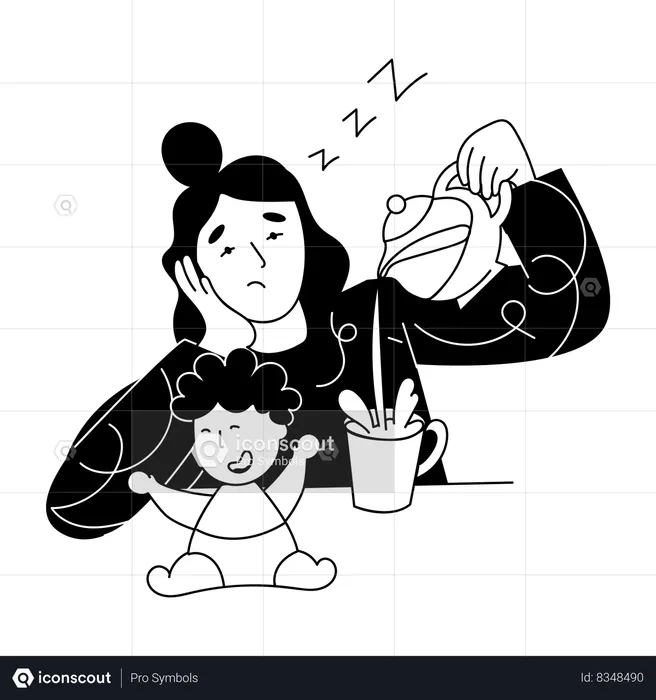 Sleepy Mom  Illustration