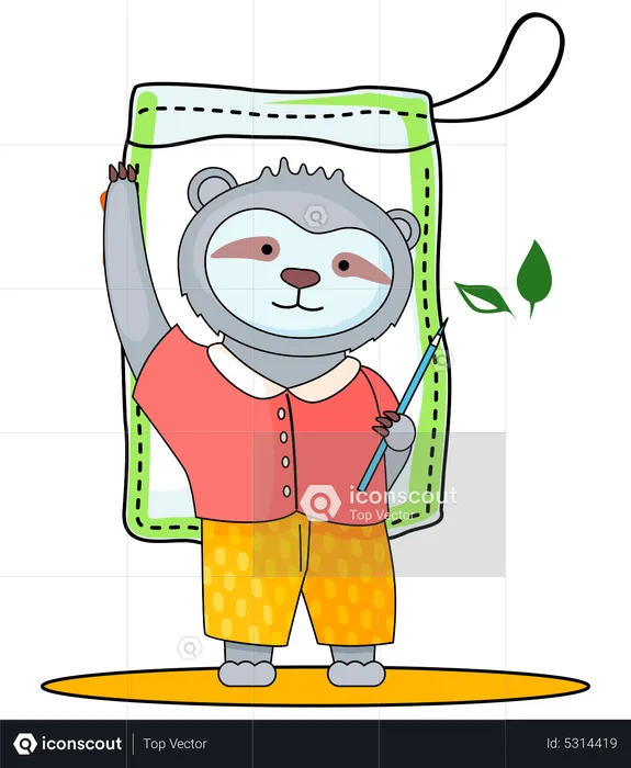 Sloth raising his hand  Illustration