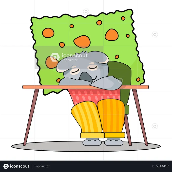 Sloth sleeping on desk  Illustration