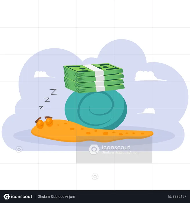 Slow money transfer turtle transporting  Illustration