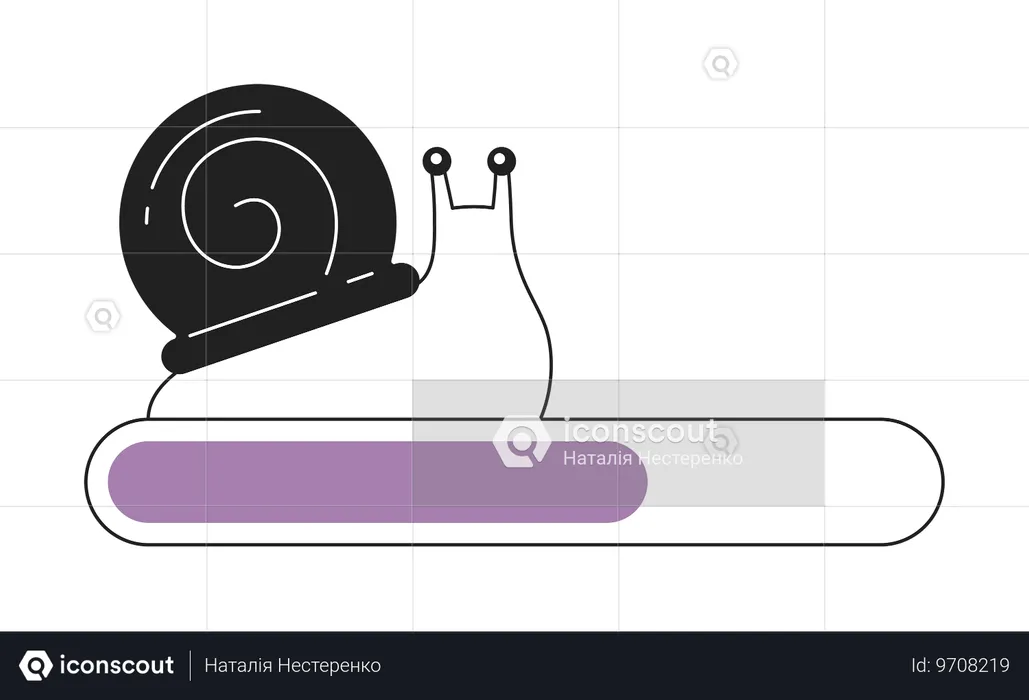 Slowly snail with spiral shell loading bar  Illustration